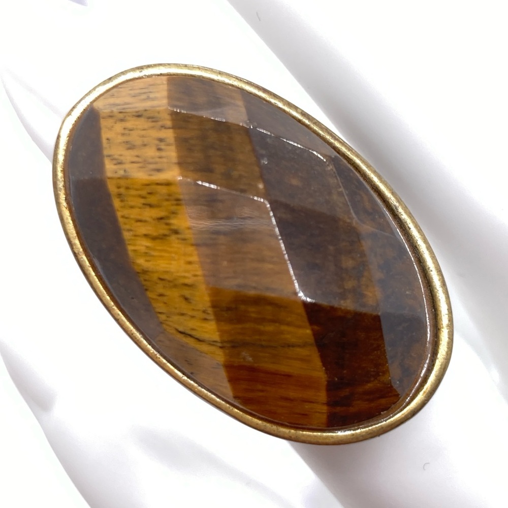 Tiger’s Eye Statement Ring Large Oval Approx Size… - image 3